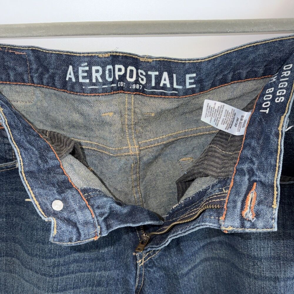 Aeropostale Mens 36x32 Bootcut Jeans Driggs Slim Blue Denim Distressed Faded Y2K